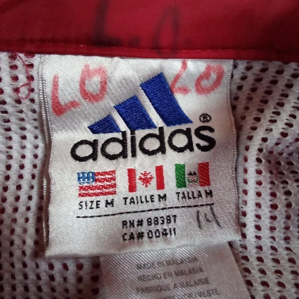 Vintage 90s Adidas 3 Stripe Windbreaker Jacket Hooded